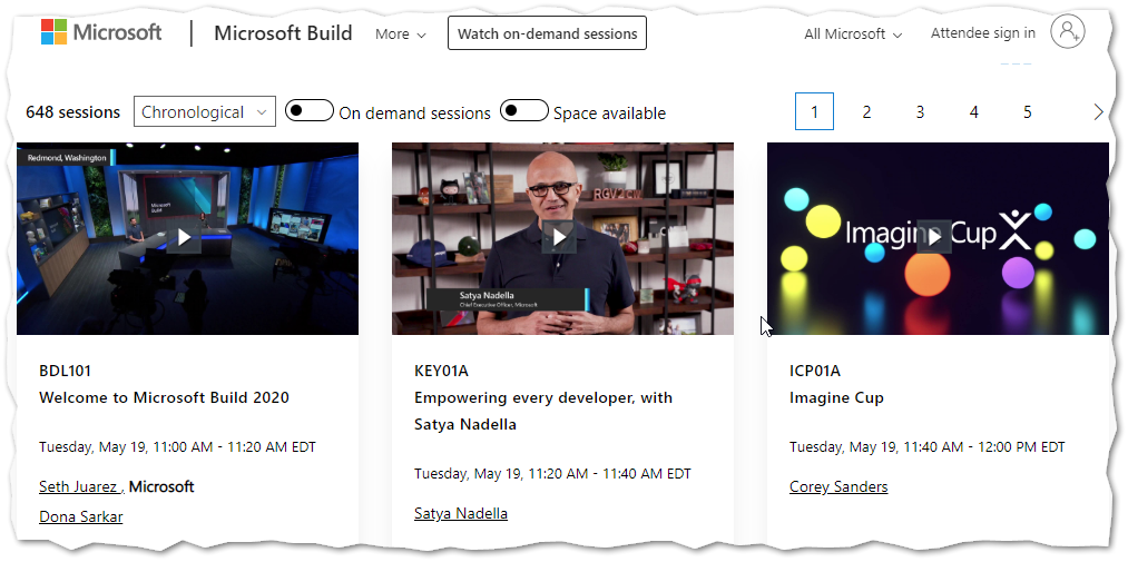 Microsoft Build Session Catalog