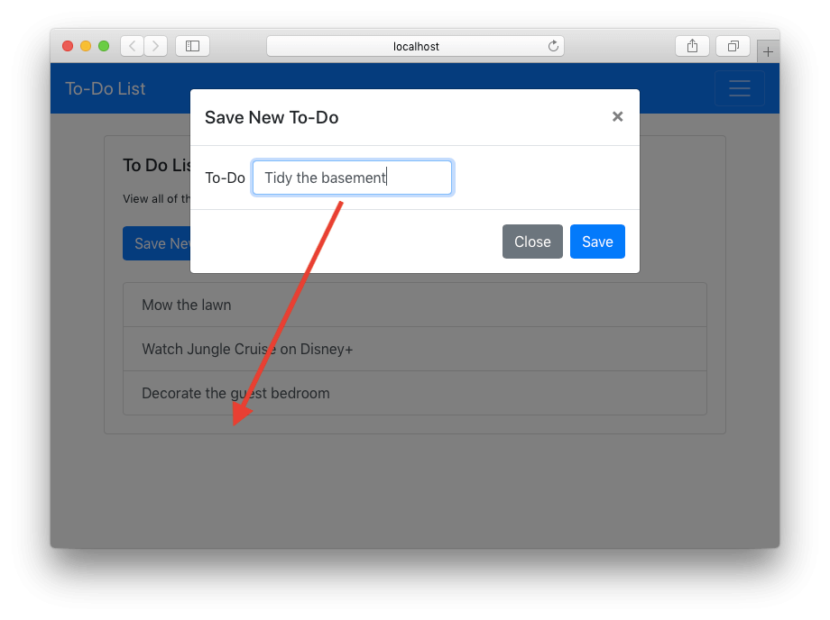 Angular To Do App - Save Dialog